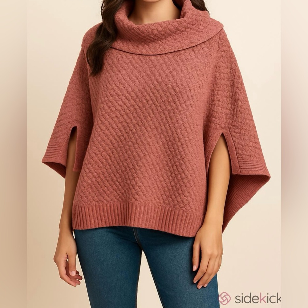 The Limited Dusty Rose Pink S Cozy Cottagecore Preppy Chic Knit Poncho Sweater